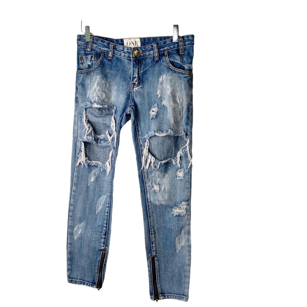 ONE TEASPOON Trashed Freebirds in Cobain Distressed Zip
Ankle Jeans size 26 - Picture 11 of 16